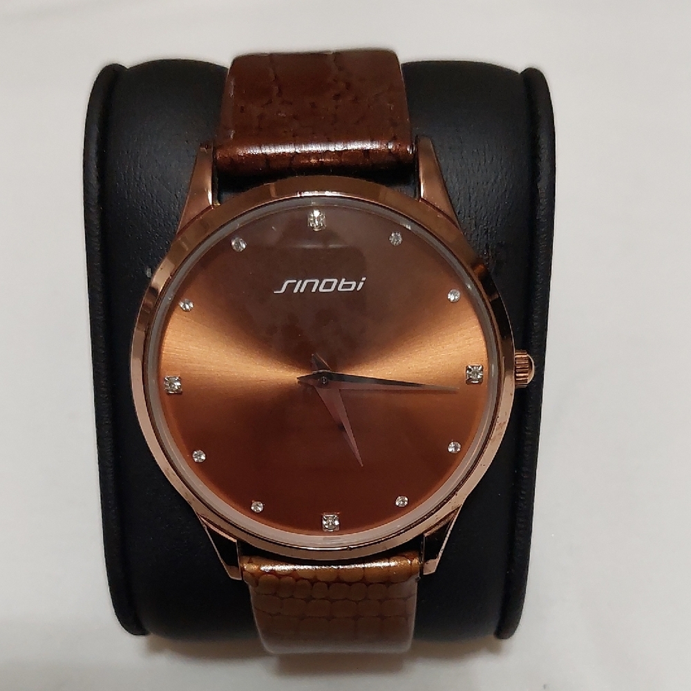 Sinobi Brown Watch with Crystal Accents